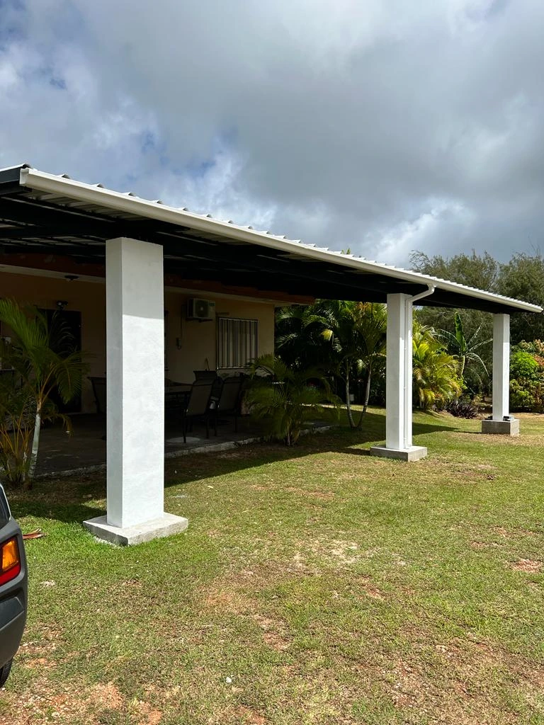 Metal roof extension and patio